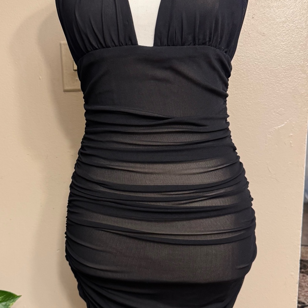 Elegant Black Ruched Dress